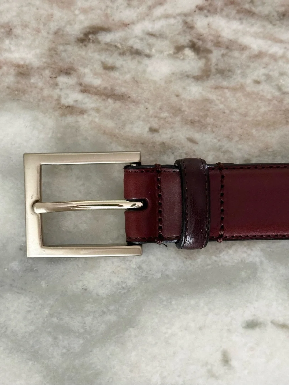 Men’s Wearhouse Full Grain Italian Leather Brown Dress Belt Made In Italy